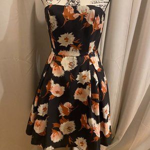 NEW Strapless Floral Mini Dress, Brown/Nude/Black/Tan, Forever21- NEVER WORN